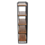 60" Brown Distressed Metal And Wood Five Tier Etagere Bookcase