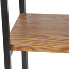 60" Brown Distressed Metal And Wood Five Tier Etagere Bookcase
