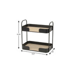 14" Brown Distressed Metal And Wood Two Tier Etagere Bookcase