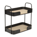 14" Brown Distressed Metal And Wood Two Tier Etagere Bookcase
