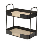 14" Brown Distressed Metal And Wood Two Tier Etagere Bookcase
