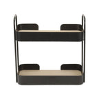 14" Brown Distressed Metal And Wood Two Tier Etagere Bookcase