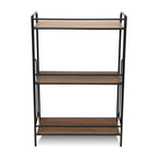 37" Brown Distressed Metal And Wood Three Tier Etagere Bookcase