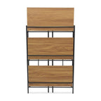 37" Brown Distressed Metal And Wood Three Tier Etagere Bookcase