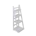 44" White Distressed Wood Four Tier Ladder Bookcase