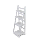 44" White Distressed Wood Four Tier Ladder Bookcase