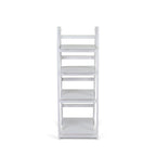 44" White Distressed Wood Four Tier Ladder Bookcase