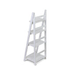 44" White Distressed Wood Four Tier Ladder Bookcase