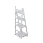 44" White Distressed Wood Four Tier Ladder Bookcase