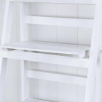 44" White Distressed Wood Four Tier Ladder Bookcase