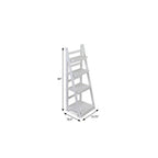 44" White Distressed Wood Four Tier Ladder Bookcase