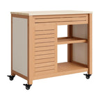36" Natural Solid Wood Rolling Bar Cart