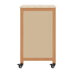 36" Natural Solid Wood Rolling Bar Cart