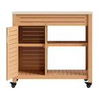36" Natural Solid Wood Rolling Bar Cart