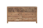 64" Brown Live Edge Solid Wood Six Drawer Double Dresser