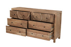 64" Brown Live Edge Solid Wood Six Drawer Double Dresser