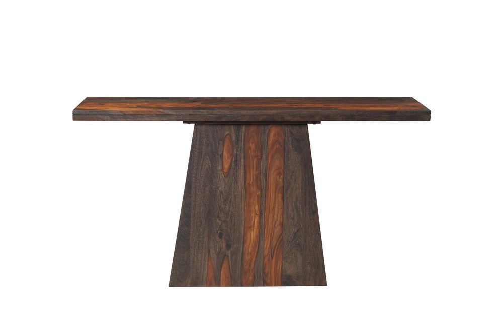 57" Mahogany and Dark Brown Solid Wood Pedestal Console Table
