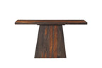 57" Mahogany and Dark Brown Solid Wood Pedestal Console Table