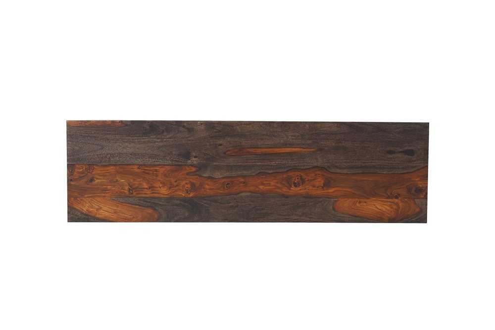 57" Mahogany and Dark Brown Solid Wood Pedestal Console Table