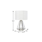 18" Clear And Brass Glass And Metal Geometric Table Lamp With Drum Shade