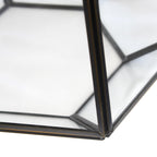18" Clear And Brass Glass And Metal Geometric Table Lamp With Drum Shade