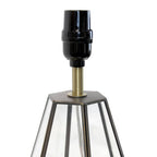 18" Clear And Brass Glass And Metal Geometric Table Lamp With Drum Shade