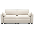 75" Beige and Black Velvet Modular Loveseat