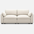 75" Beige and Black Velvet Modular Loveseat