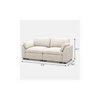 75" Beige and Black Velvet Modular Loveseat