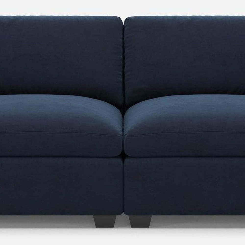75" Beige and Black Velvet Modular Loveseat