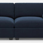 75" Beige and Black Velvet Modular Loveseat