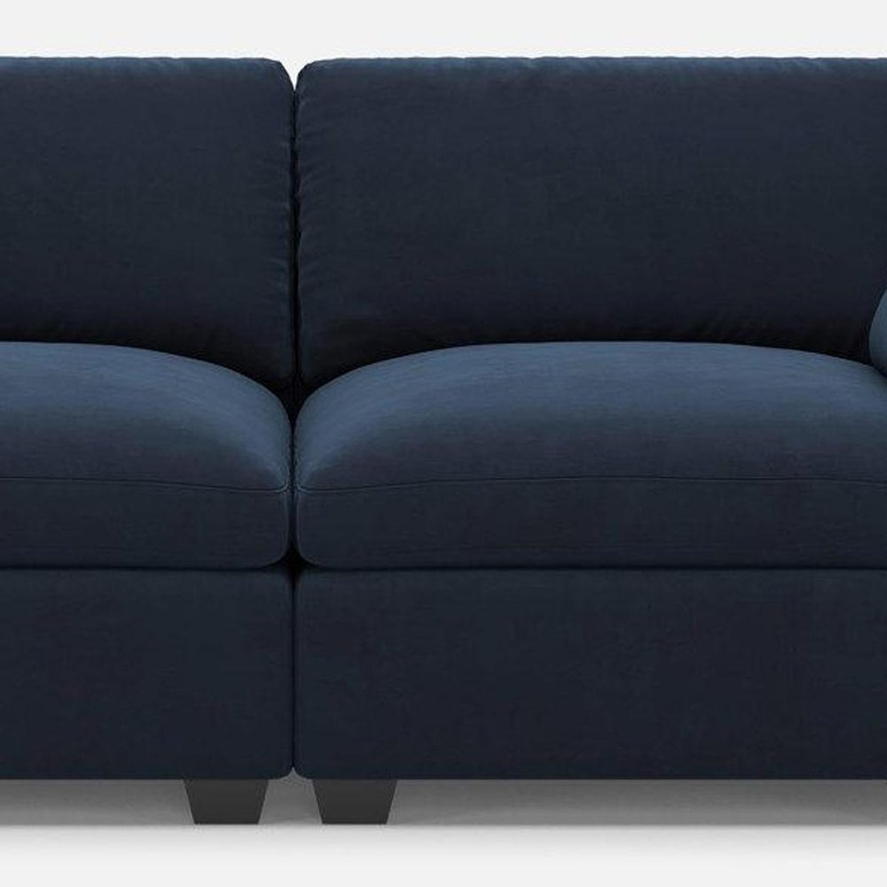 75" Beige and Black Velvet Modular Loveseat