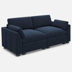 75" Beige and Black Velvet Modular Loveseat