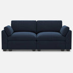 75" Beige and Black Velvet Modular Loveseat