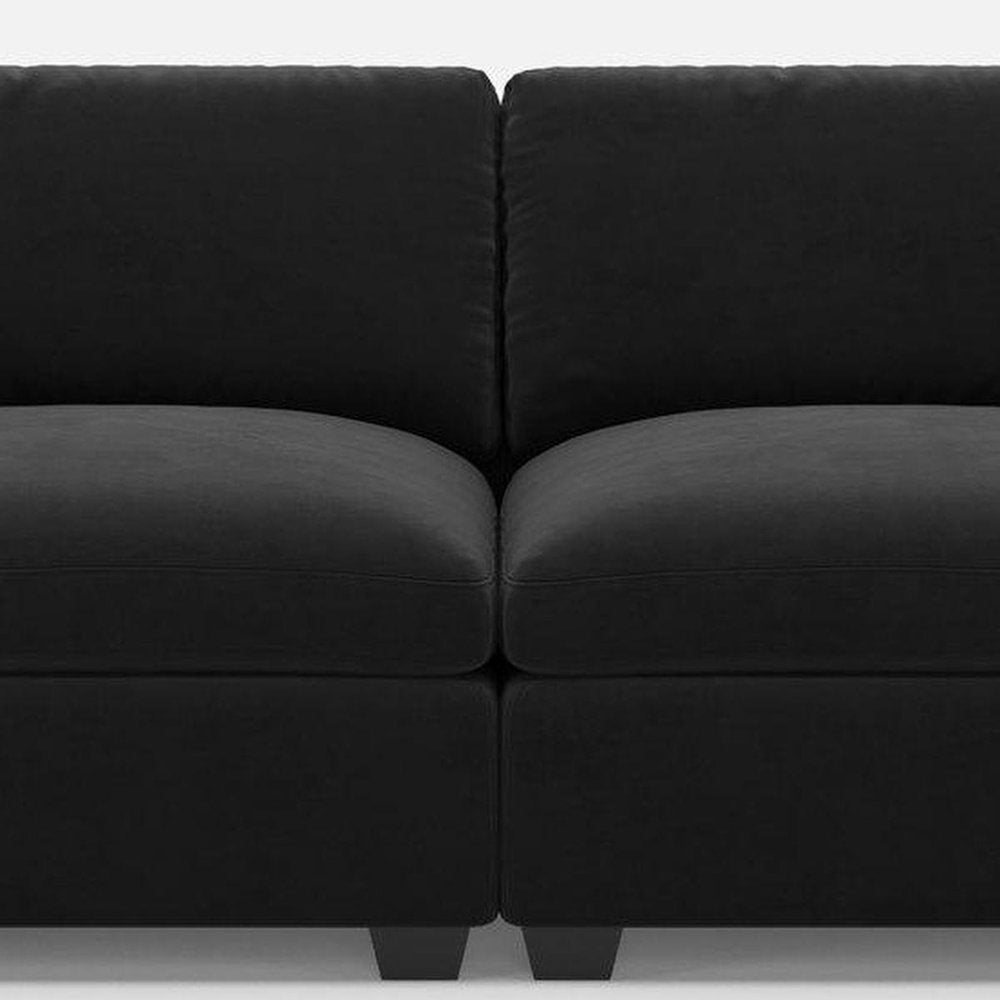 75" Beige and Black Velvet Modular Loveseat