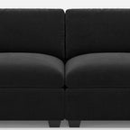 75" Beige and Black Velvet Modular Loveseat