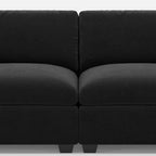 75" Beige and Black Velvet Modular Loveseat
