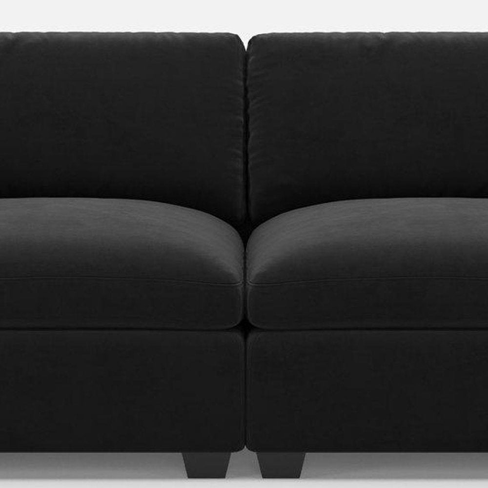 75" Beige and Black Velvet Modular Loveseat