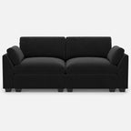 75" Beige and Black Velvet Modular Loveseat