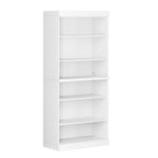 72" White Solid Wood Adjustable Six Tier Library Bookcase