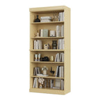 72" Yellow Solid Wood Adjustable Six Tier Library Bookcase