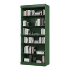 72" Green Solid Wood Adjustable Six Tier Library Bookcase