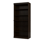 72" Espresso Solid Wood Adjustable Six Tier Library Bookcase
