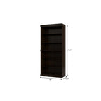 72" Espresso Solid Wood Adjustable Six Tier Library Bookcase