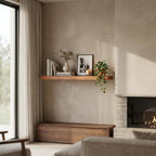 36" Brown Solid Wood Wall Mounted Floating Shelf