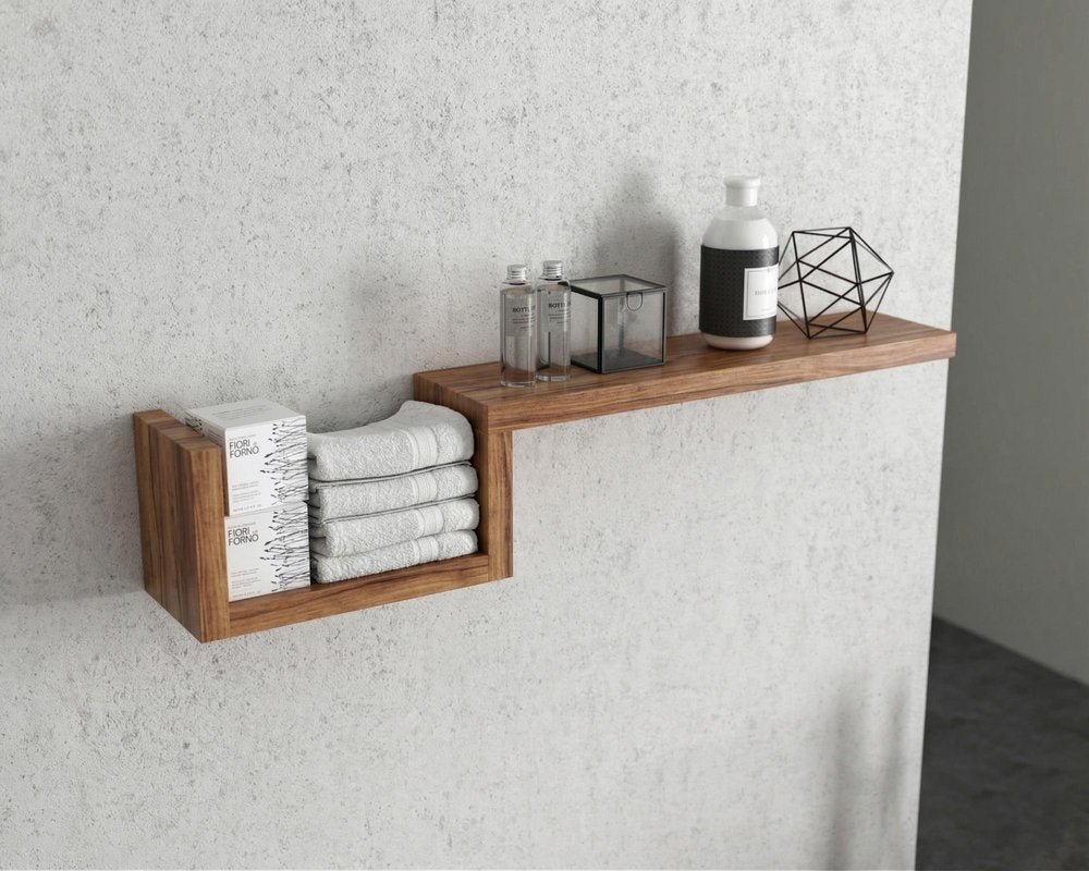 47" Oak Solid Wood Wall Mounted Floating Shelf