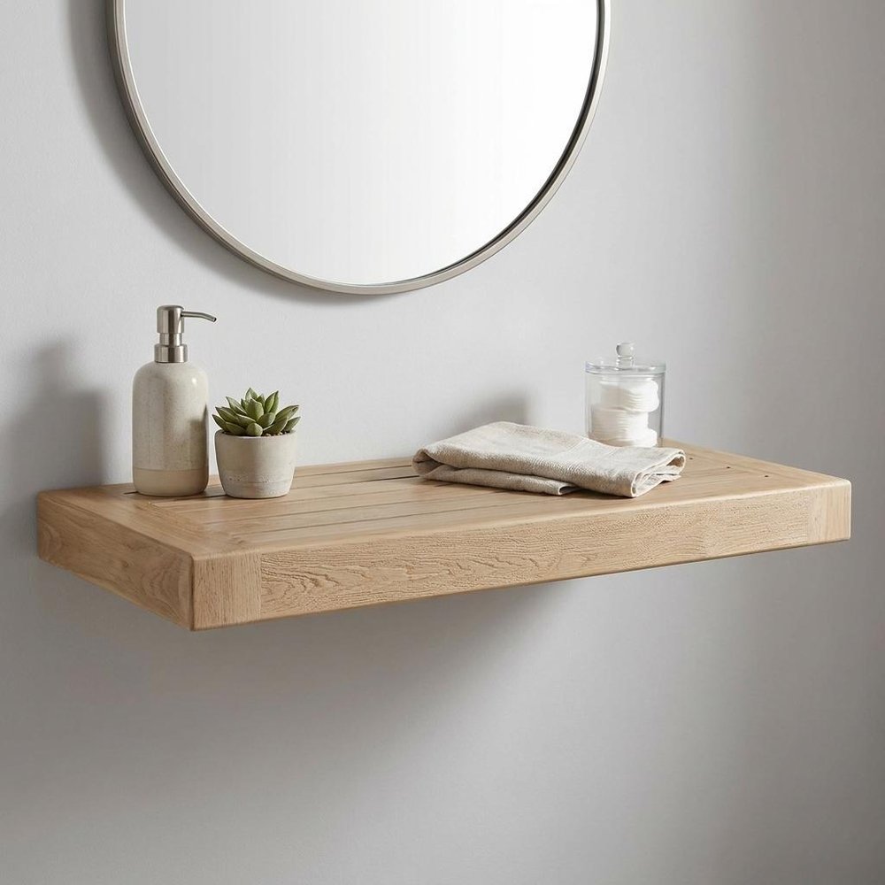 18" Brown Solid Wood Wall Mounted Floating Shelf