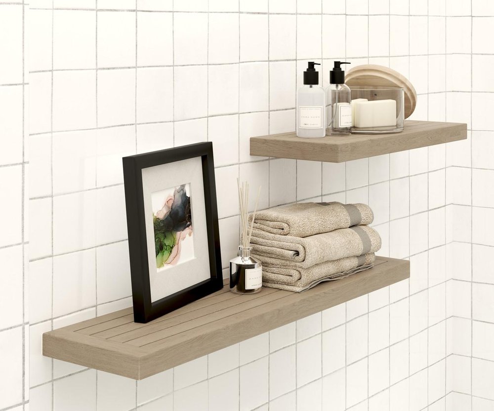 18" Brown Solid Wood Wall Mounted Floating Shelf