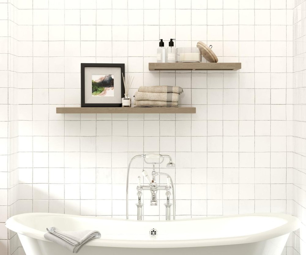18" Brown Solid Wood Wall Mounted Floating Shelf