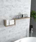 47" Oak Solid Wood Wall Mounted Floating Shelf